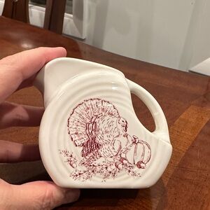 Fiesta Cream and Red Turkey Design Creamer